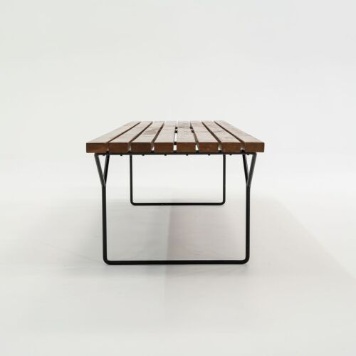 1950s Harry Bertoia for Knoll Associates Slatted Oak Bench Black Base Model 400 - Picture 4 of 8