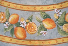 Tissus Toselli France LEMON Round Cotton Tablecloth 65"