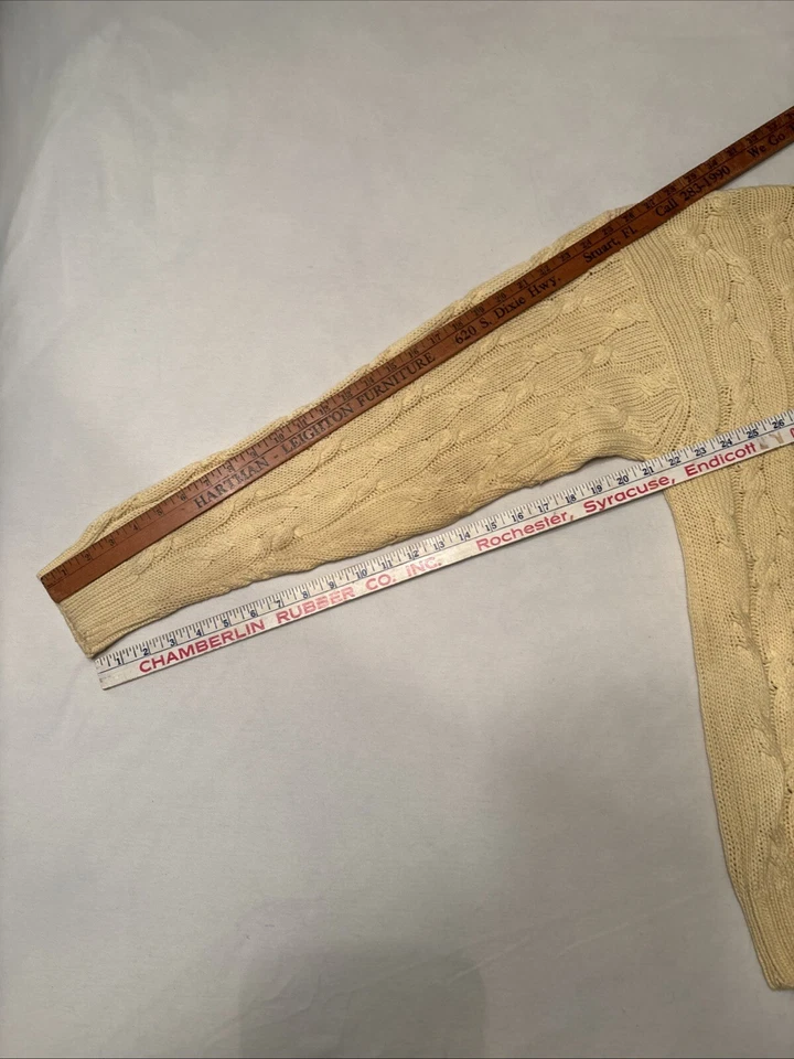 Suéter Westport Bay Clásico Marfil Amarillo Tejido con Cable Preppy Abuelo Para Hombre Talla M Foto 3 de 4