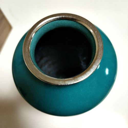 Japanese cloisonne vase beautiful blue green Vintage Fine Art Comes with box - Picture 4 of 6