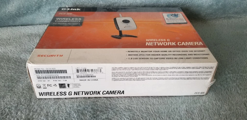 D-Link DCS-920 Wireless-G Internet Camera - NEW Sealed - Image 3 of 3