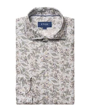 NWT ETON DRESS SHIRT pure linen floral sky luxury Sweden 42 16 1/2 slim
