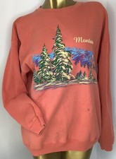 Vintage Hanes Sweatshirt Sz Large L Bubble Paint Letters Montana Made In USA