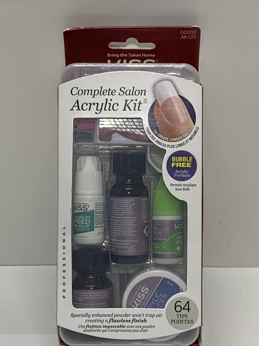 New KISS Complete Salon Acrylic Kit 64 Nails Tips #00002 AK120