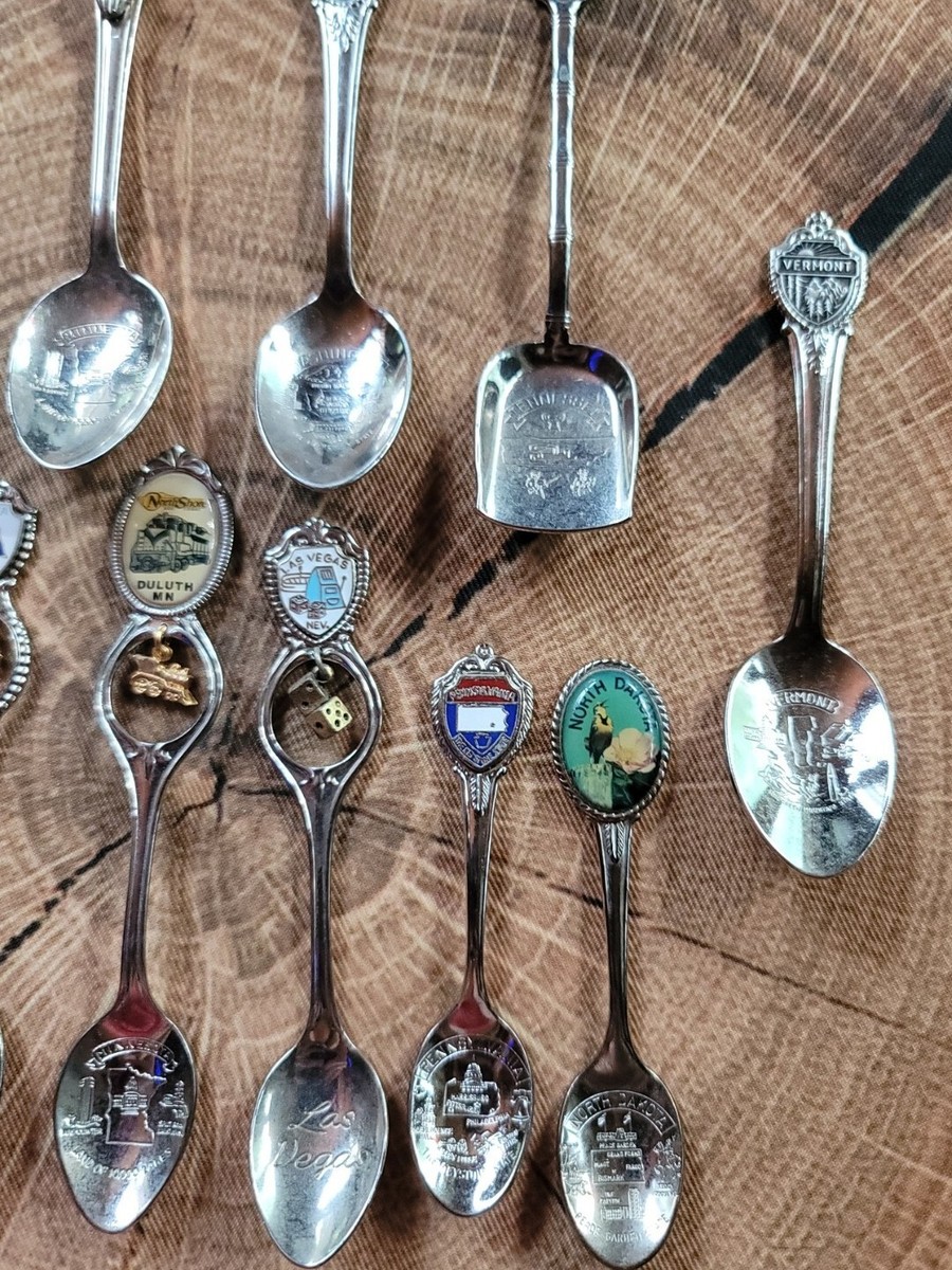 Vintage Souvenir U.S States Spoon Collectibles, 13 Spoons