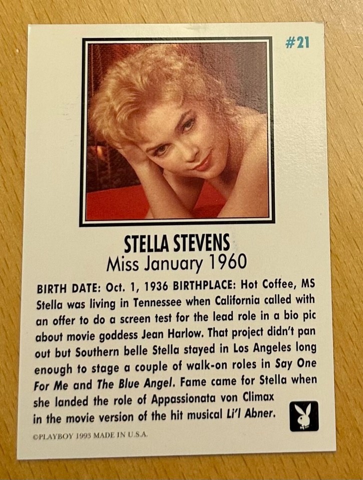 1993 Playboy Stella Stevens January 1960 Card #21 From 1993 Set ...