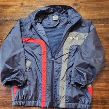 Vintage Nike Windbreaker 1990s Full Zip Youth S VTG Coat Jacket Navy Red Stripe