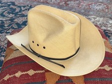 Vtg STETSON COWBOY HAT 7X Size 6 3/4 SHANTUNG COWBOY WESTERN STRAW Robin RANCH