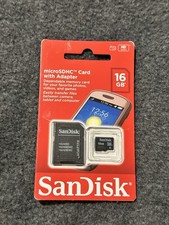 SanDisk 16GB microSDHC Memory Card with SD Adapter Class 4 New Sealed