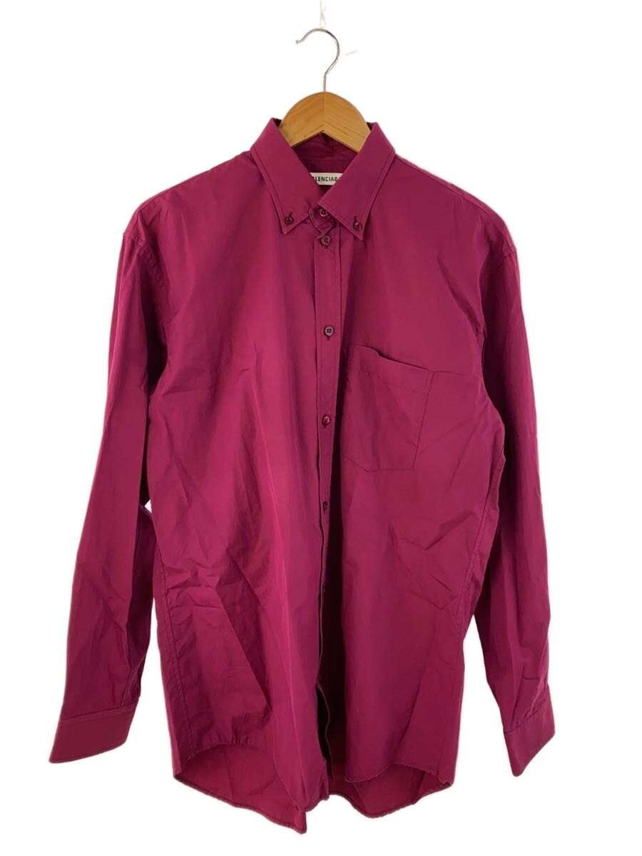 BALENCIAGA L Back Logo Long Sleeve Shirt, Size 36, Cotton, Purple/Pink, 571253 T