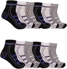 12 Pairs Men's Ankle Quarter Athletic Cotton Low Cut Socks Size 9-11,10-13