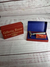 Vintage Gillette Pre-War 1938 45 TECH DE Safety Razor Set in Box