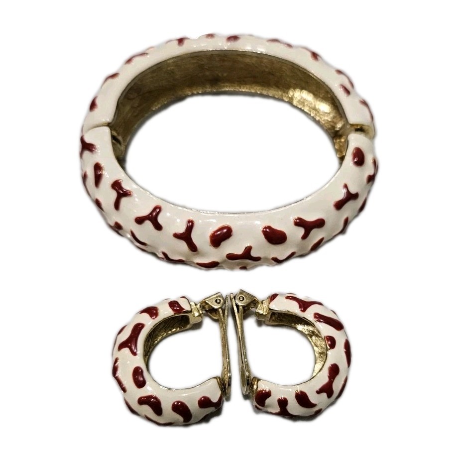 Kenneth Jay Lane Couture Enamel Coral Branch Hing… - image 1