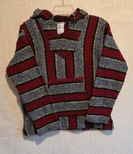 Veracruz Baja Hoodie Jacket M Mexican Poncho Drug Rug Stripe Boho Festival