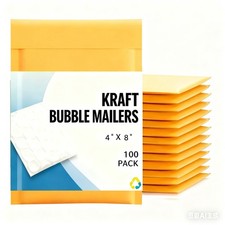 100 PCS 000 4"x8" KRAFT BUBBLE MAILERS PADDED SELF SEAL SHIPPING BAGS ENVELOPES
