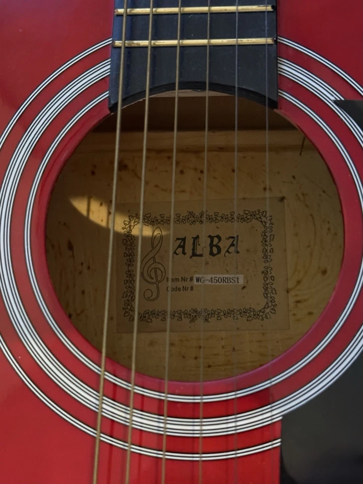 Guitare acoustique Alba rouge noir - Photo 2/3