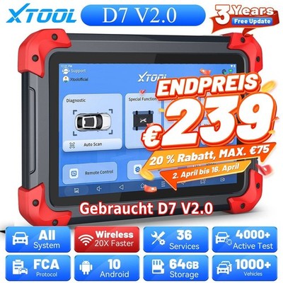 USED XTOOL D7 Profi KFZ OBD2 Diagnosegerät Scanner ALLE System ECU Codierung FCA