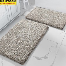 Plush Bath Rug Set Non-Slip Microfiber Quick-Dry Absorbent Soft Comfort New