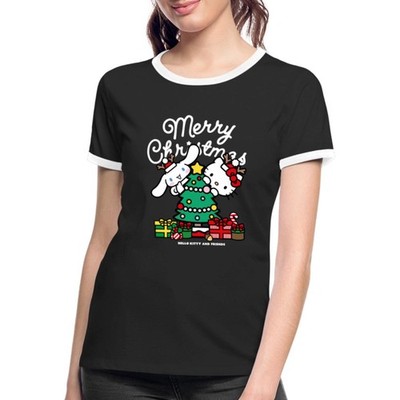 Hello Kitty Und Cinnamoroll Weihnachten Frauen Kontrast T-Shirt