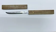 Vintage Warco Floating Fish Knife Wood Case Aladdin Inc. Nashville Tenn. Ad