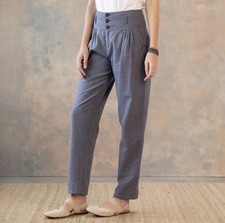 Sundance Amelia Trouser Size 10 Petite Blue Pinstripe Linen Blend Pants NWOT