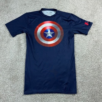 Under Armour Shirt Mens Medium Alter Ego Captain America Rash Guard Compression
