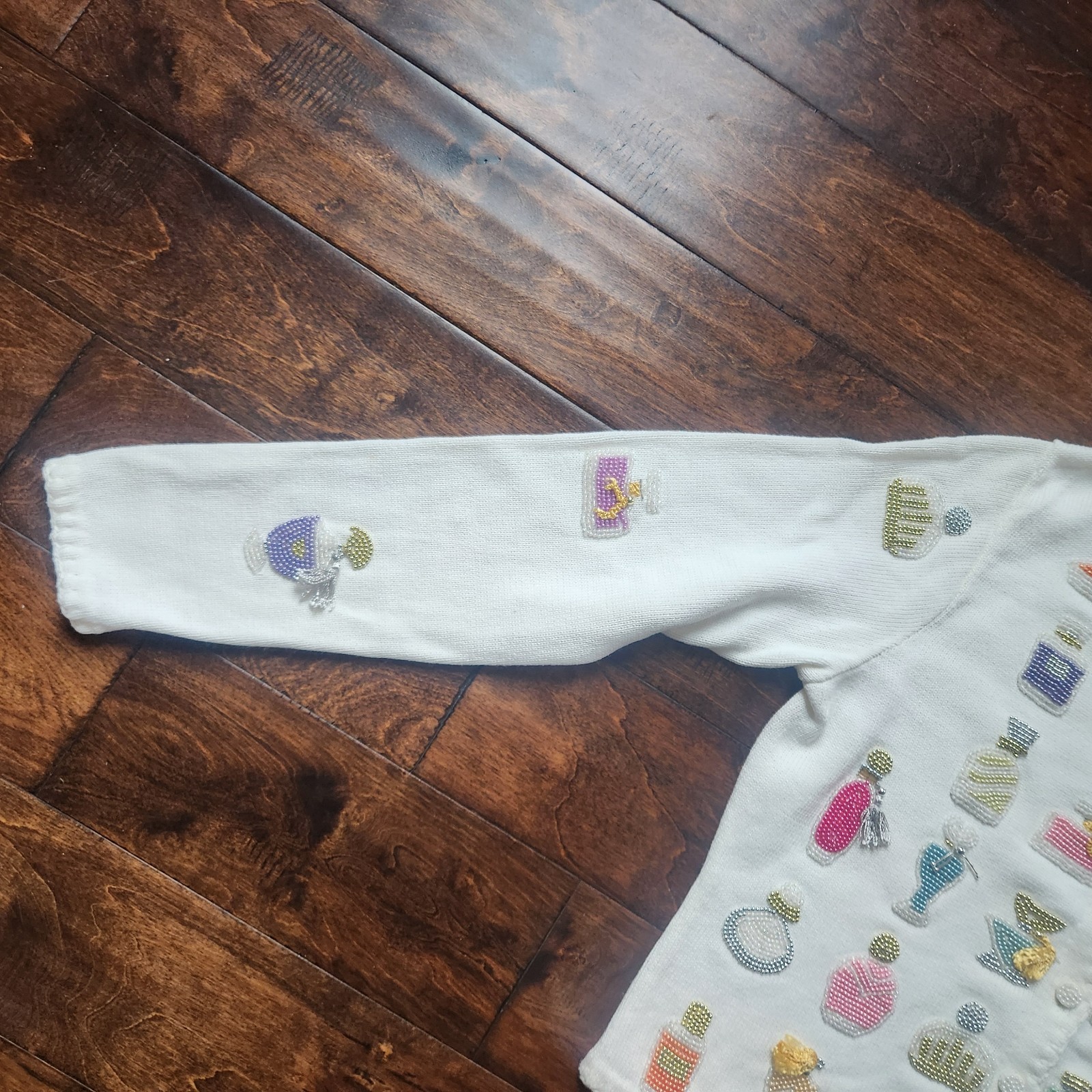 Vintage Michael Simon  Perfume Bottle Cardigan Women Large, Beaded