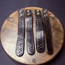 Duty Belt Keepers Leather Black Basket Weave With Hidden Double Snaps