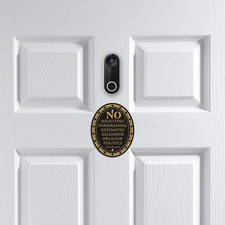 2 Pack Metal Self-adhesive No Soliciting Sign for Front Door - 6" x 4.7" Sm...