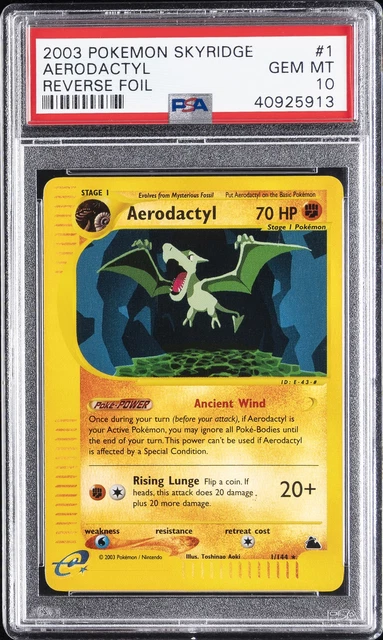 2003 POKEMON SKYRIDGE #1 AERODACTYL-REVERSE FOIL PSA 10