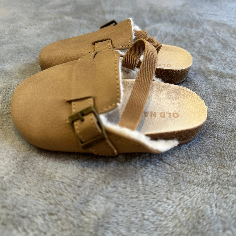 Zuecos antiguos azul marino para bebé 12-18 meses beige forrados de piel sintética hebilla zapatos con cordones Foto 4 de 4