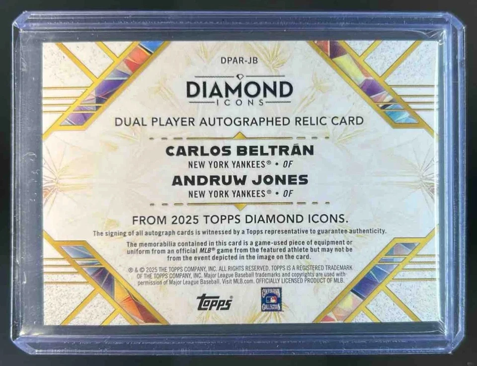 2025 Topps Diamond Icons Carlos Beltran Andruw Jones Dual Relic Auto Jersey /25 - Image 2 of 2