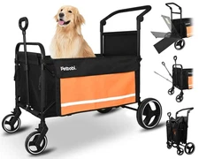 Dog Wagon Stroller for Large & Medium Dogs - 2-in-1 Push-Pull Pet Stroller wi...
