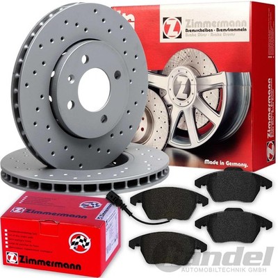 ZIMMERMANN SPORT BREMSSCHEIBEN+BELÄGE VORNE für VW GOLF 5 6 PASSAT 3C OCTAVIA A3