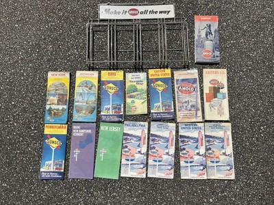 Vintage Amoco Oil Map Rack Sign