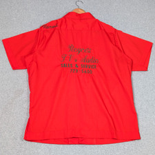 Vintage 60's/70's King Louie Bowling Button Up Shirt Mens XL Embroidered Red