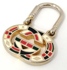  Used GUCCI Logo Interlocking G Silver Metal Key Ring 6cm 1980's Made in Italy
