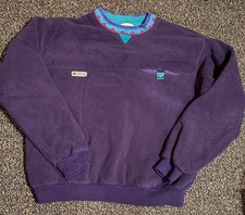 Vintage 90s Columbia Fleece Purple Pullover Crewneck Sweater Aztec