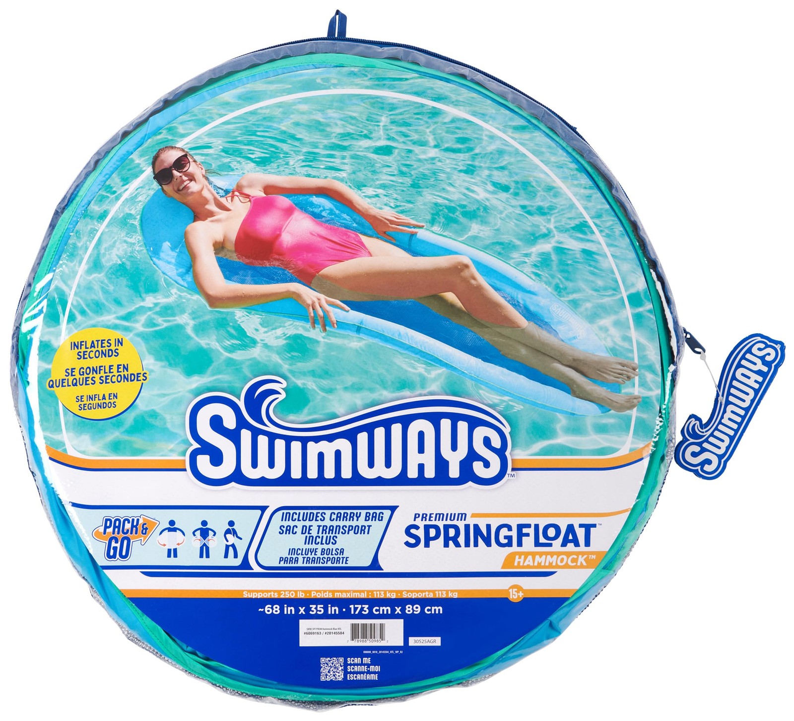 SwimWays Spring Float Premium Hammock Pool Lounger, Inflatable Adult Float
