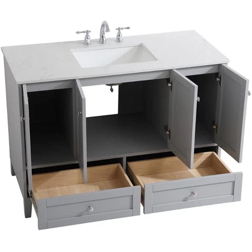 Elegant Decor Sommerville 48" Single Quartz Top Bathroom Vanity in Gray - Picture 3 of 15