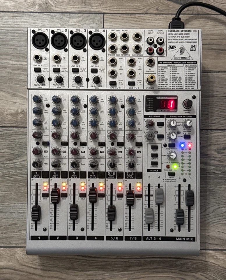 Behringer Eurorack UB1204FX-PRO 12 Input 2/2 Bus Mixer Tested & Working - Image 3 of 4