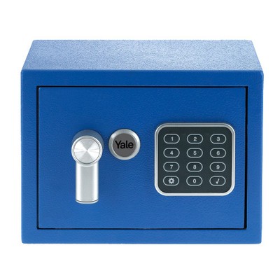 Elektronischer Tresor mini, YALE, safe mit Code & Schlüssel, Blau