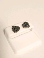 1.50Ct Simulated Round Diamond Cluster Heart Stud Earrings 14K Black Gold Plated