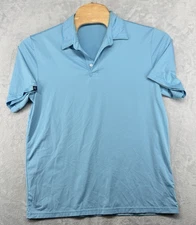 Criquet Performance Golf Polo Shirt Blue Striped Polyester Blend Men's Size L