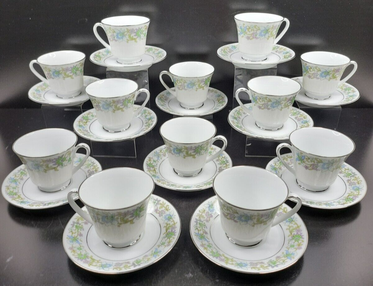 12) Noritake Tradition 2356 Cups Saucers Set Vintage Floral