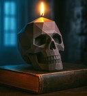 Kerze XXL Totenkopf Schwarz Totenkopfkerze Schädel Wachs Licht Halloween Deko