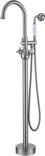 CASAINC Freestanding Bathtub Faucet Filler 2.7gpm Vintage Style Brush Nickel NEW