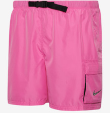 Nike Swim Cargo Brief Lined 5  Volley Shorts Pink Black NESSE469-652 Men's NWT