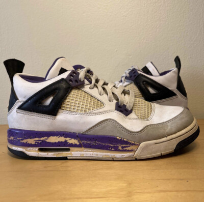 Nike Air Jordan IV Retro GS White Violet Purple Size 6y - Main Image