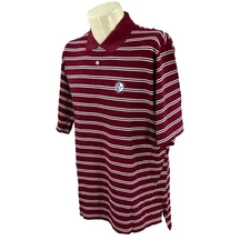 Polo Golf Ralph Lauren Men's VNGC Logo Cotton Burgundy Stripe Polo Shirt Large